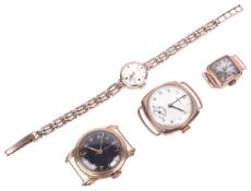 Three gold wristwatches,