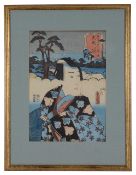 Toyokuni III, Utagawa Kunisada (1786-1864) A pair of Japanese woodblock prints of Kabuki actors, 'Ac