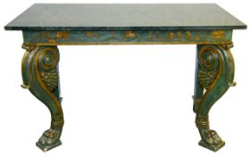 A variegated green marble top console table, 19th century and later