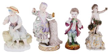 Four Continental porcelain figurines, late 19th/early 20th century