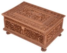 A 19th century Anglo-Indian carved sandalwood casket