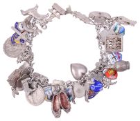 A silver charm bracelet,