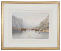 A hand coloured print of 'The Icebergs at Romsdal' Norway,