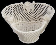 A Belleek trefoil woven basket