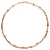 An attractive Continental multi gem set 18ct gold choker necklace