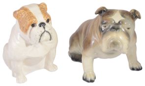 A Royal Doulton Pug Dog and a Goldscheider Pug Dog, both realistically modelled, factory marks to ba
