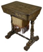 An attractive Chinese export black and gold lacquered work table, mid 19th century