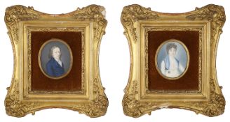 Two portrait miniatures on ivory in gilt frames, 19th century