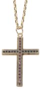 A Modern gold coloured metal sapphire and ruby cross