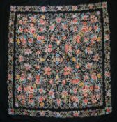 An early 20th century Chinese Canton silk embroidered piano cover