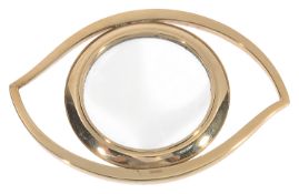 An Hermes style Cleopatra eye desk magnifying glass in the form of an eye