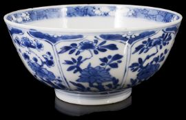 A Chinese Kangxi blue and white porcelain bowl