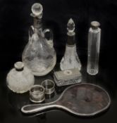 A Edwardian silver three handled oil bottle, hallmarked Chester 1901