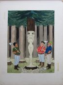 Smilby, Francis Wilford-Smith 'Tree carvers' uncaptioned cartoon artwork for Pardon Magazin Germany