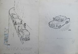 Smilby, Francis Wilford-Smith a collection ink & pen 'Vehicle, Car' themed artists rough drawings