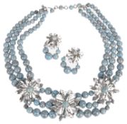 1958 Christian Dior designer turquoise glass bead festoon necklace