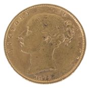 A Queen Victoria 1872 gold full sovereign, die number 111