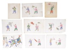 Another set of 19th c. Chinese rice paper paintings(9)