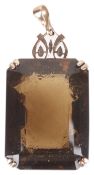 A very large Continental rectangular cut smoky quartz pendant