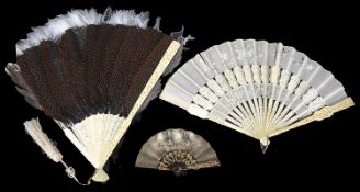 Two Cantonese ivory fans and another(3)