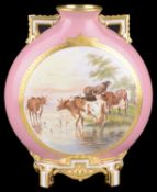 A Royal Worcester twin handled moon flask
