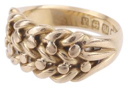 An 18ct gold 'plaited' ring, Birmingham 1925