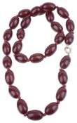 A red cherry amber bead necklace