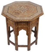 A Moroccan inlaid hardwood occasional table, 20th c.