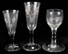 A plain stem ale glass, mid 18th century