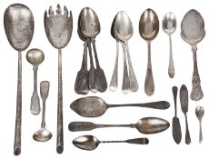 A collection of Victorian and later silver flatware