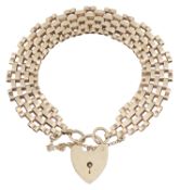 A 9ct gold three bar gate bracelet