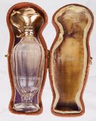 A Dutch glass and 14k gold mounted scent bottle with original fitted box, late 19th century