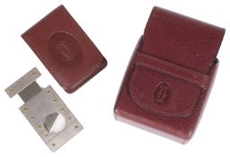 A Must de Cartier cigar cutter with burgundy leather pouch (3)