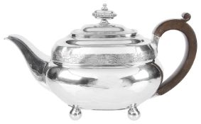 A George III silver teapot, hallmarked London 1810