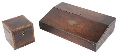 A Victorian rosewood brass inlaid writing slope