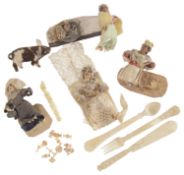 An interesting collection of 19th century P.O.W. miniature bone carvings