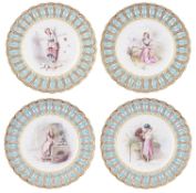 A set of four Mintons porcelain plates, 1880s