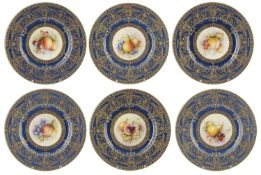 A set of six Royal Worcester porcelain plates, circa 1917