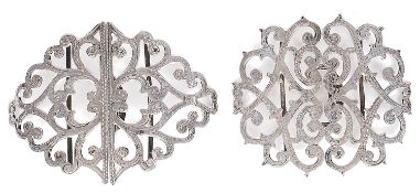 Two Edwardian silver nurses' buckles, hallmarked Birmingham 1910