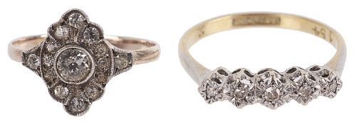 A small five stone diamond illusion set ring