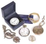 Selection of watches, silver pocket watch,gold plated pocket watch
