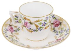 A Derby porcelain tea cup with saucer, circa 1870