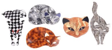 A collection of five various Lea Stein brooches