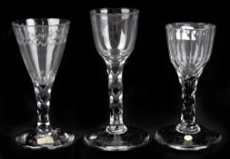 A faceted stem wine glass, circa 1785