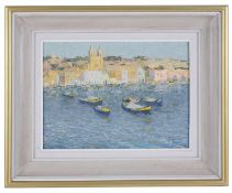Alan Stenhouse Gourley (British, 1909 - 1991) 'Marsaxlokk Malta', oil on board