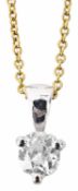 A Continental single stone diamond set pendant on chain