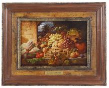 Attributed to George Lance (British, 1802 - 1864) 'Still life with fruit', oil on paper on board