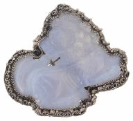 An early 20th century Chinese carved lavender jade panel dress clip