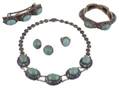 Early 20th century Chinese demi parure of silver gilt jewellery