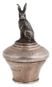 A silver hare bottle stopper, hallmarked Birmingham 2000